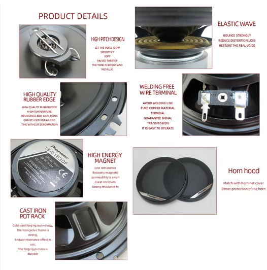 6" 640W (2x320W) Universal 3-Way Car Coaxial Speakers – Hi-Fi Full Range Sound, Damage-Free Fitting