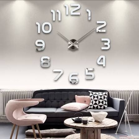 3D DIY Wall Clock – Large Modern Acrylic Mirror Sticker, Self-Adhesive Silent Quartz Clock for Living Room Home Decor