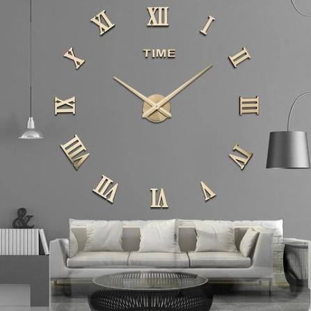 3D DIY Wall Clock – Large Modern Acrylic Mirror Sticker, Self-Adhesive Silent Quartz Clock for Living Room Home Decor