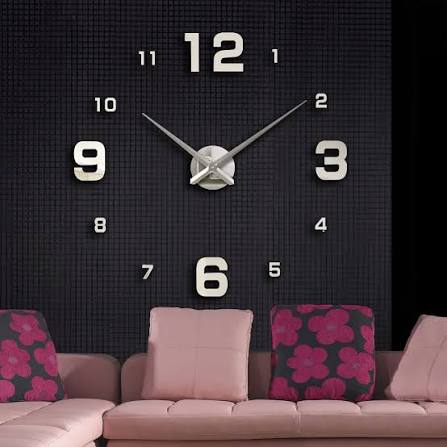3D DIY Wall Clock – Large Modern Acrylic Mirror Sticker, Self-Adhesive Silent Quartz Clock for Living Room Home Decor