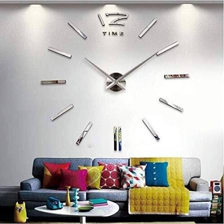 3D DIY Wall Clock – Large Modern Acrylic Mirror Sticker, Self-Adhesive Silent Quartz Clock for Living Room Home Decor